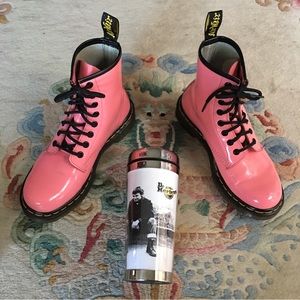 Dr Martens 1460 Patent Leather Bubblegum Pink Boots+FREE DR MARTENS TUMBLER